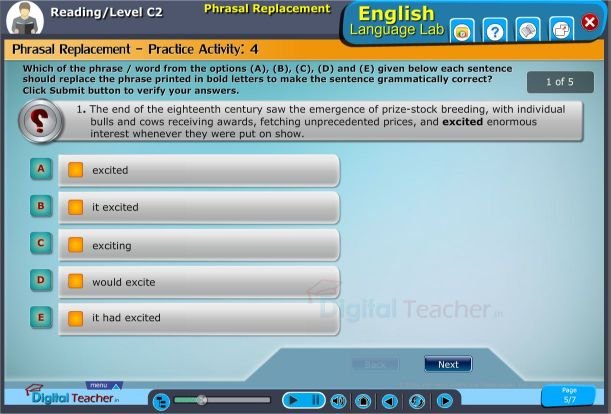 Reading level c2 phrasal replacement practice activity